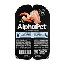 AlphaPet Sterilised Shrimp & Anchovies - влажный корм для взрослых стерилизованных кошек, с анчоусами и креветками в соусе, 80 г (арт. 652383)