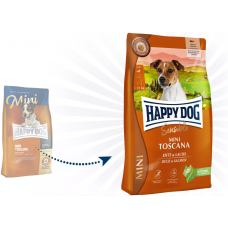 Happy Dog Sensible Mini Toscana Ente - корм для взрослых собак мелких пород с чувствительным пищеварением, с уткой