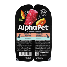 AlphaPet Dog Veal - влажный корм для собак с чувствительным пищеварением с телятиной и тыквой в соусе, 100 г (арт. 651904)