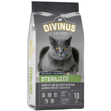 Divinus Cat Sterilised - полнорационный сухой корм для стерилизованных кошек, с курицей и злаками