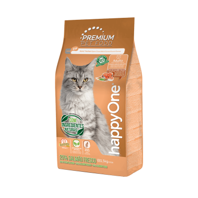 HappyOne Cat Fresh Salmon - сухой корм для взрослых кошек, со свежим лососем