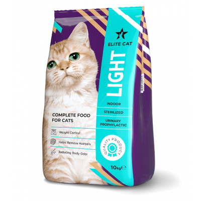 Elite Cat Light - сухой корм для взрослых кошек с пониженной активностью, с яйцом и злаками