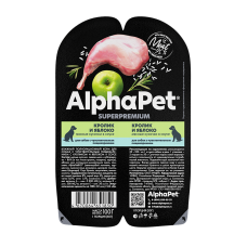 AlphaPet Dog Rabbit - влажный корм для собак с чувствительным пищеварением с кроликом и яблоком в соусе, 100 г (арт. 651850)