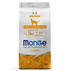 Monge Cat Light Turkey - низкокалорийный сухой корм для кошек, для контроля веса, с индейкой