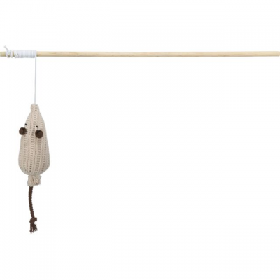 Trixie Дразнилка-удочка для кошек "Мышь", дерево/ткань/кошачья мята, 40 см (арт. 41192)