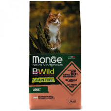 Monge Bwild Cat Adult Salmon & Peas - беззерновой корм для взрослых кошек всех пород, лосось и горох