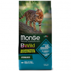 Monge BWild Cat Grain Free Sterilized Tuna - сухой беззерновой корм для стерилизованных кошек, с тунцом, картофелем и горохом
