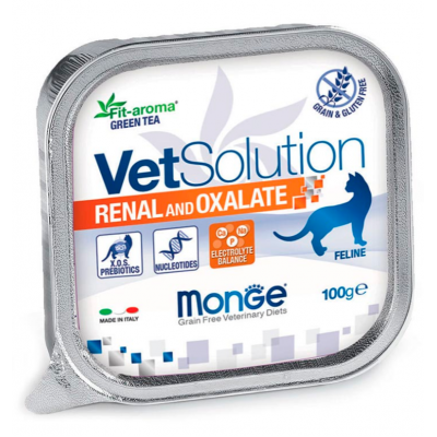 Monge VetSolution Cat Renal Oxalate - лечебный влажный корм для кошек при хронической почечной недостаточности, 100 г