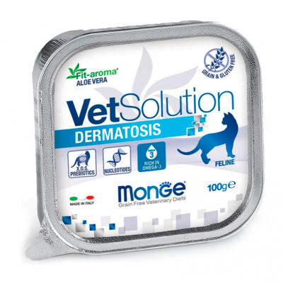 Monge VetSolution Cat Dermatosis - лечебный влажный корм для кошек при дерматозе и чрезмерном выпадении шерсти, 100 г
