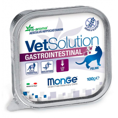 Monge VetSolution Cat Gastrointestinal - лечебный влажный корм для кошек с проблемами желудочно-кишечного тракта, 100 г