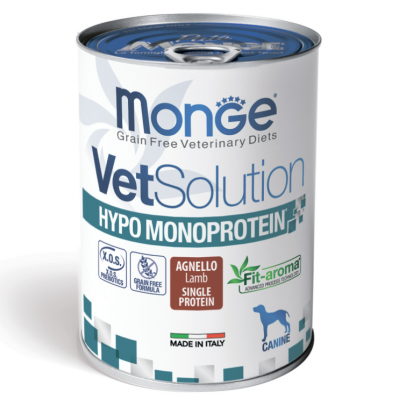 Monge VetSolution Dog Hypo Monoprotein Lamb - гипоаллергенный влажный корм для собак при пищевой непереносимости, с ягненком, 400 г