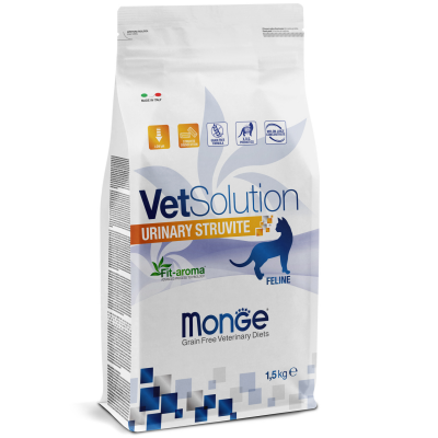 Monge VetSolution Cat Urinary Struvite - беззерновой лечебный сухой корм для кошек при заболеваниях мочеполовой системы и струвитном течении МКБ