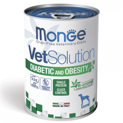 Monge VetSolution Dog Diabetic&Obesity - лечебный влажный корм для собак при сахарном диабете и лишнем весе, 400 г
