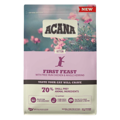 Acana First Feast 70% - низкозерновой сухой корм для котят, со свежим цыпленком, индейкой и сельдью