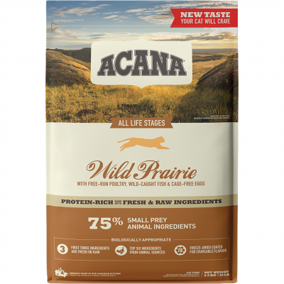 Acana Wild Prairie Cat 75% - беззерновой корм для кошек всех возрастов и пород, со свежим цыпленком, индейкой, сельдью и радужной форелью