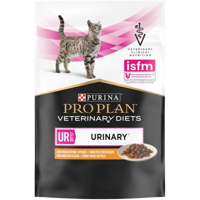 Pro Plan Veterinary Diets UR St/Ox Urinary Chicken - влажный диетический корм для кошек и котят при болезнях нижних отделов мочевыводящих путей, c курицей