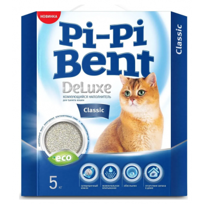Pi-Pi Bent Deluxe Classic Наполнитель для кошачьего туалета бентонитовый комкующийся, без запаха