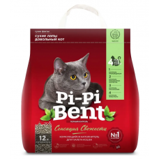 Pi-Pi-Bent Сенсация Свежести Наполнитель для кошачьего туалета бентонитовый комкующийся, с ароматом свежих трав и цветов