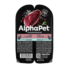 AlphaPet Cat Duck - влажный корм для кошек с чувствительным пищеварением, с уткой и клюквой в соусе, 80 г (арт. 651843)
