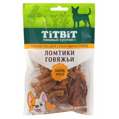 TiTBiT Mini Ломтики говяжьи для собак мини пород, 70 г (арт. 024539)