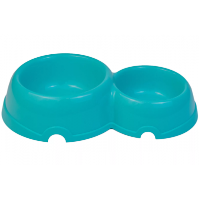 Redplastic Миска для собак пластиковая двойная, 200/350 мл, голубая (арт. 2312)
