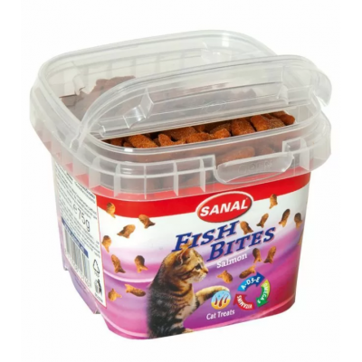 Sanal Fish Bites - витаминизированное лакомство для кошек, со вкусом лосося и домашней птицы , упаковка 6 шт*75 г (арт. SC1574)