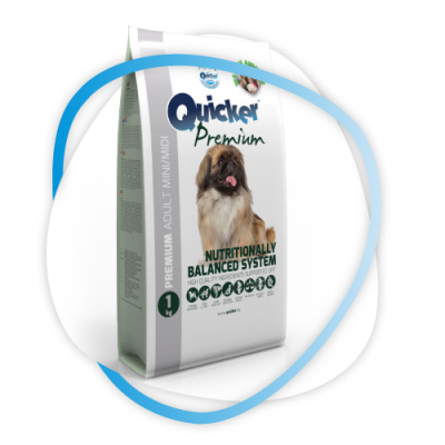 Quicker Premium Adult Mini/Midi - сухой корм для взрослых собак мелких/средних пород, с домашней птицей, хондроитином и глюкозамином
