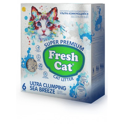 Fresh Cat - комкующийся белый бентонитовый наполнитель для кошачьего туалета "Sea Breeze"