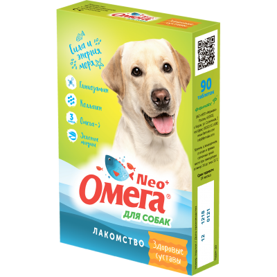 Фармавит Омега NEO+ - витаминное лакомство для собак Здоровые суставы (глюкозамин, коллаген), 90 табл (арт. 76519)