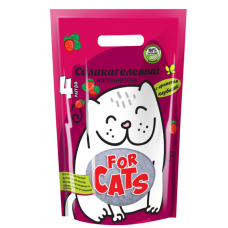 FOR CATS силикагелевый впитывающий наполнитель с ароматом клубники