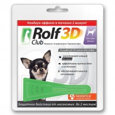 Rolf Club 3D - капли для защиты мини собак от клещей и других паразитов весом до 4 кг.