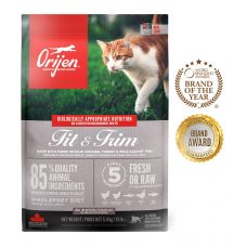 Orijen Cat Fit & Trim 85/15 - беззерновой корм для кошек, для поддержки здорового веса, со свежим цыпленком, индейкой, цельной сельдью, хеком и скумбрией