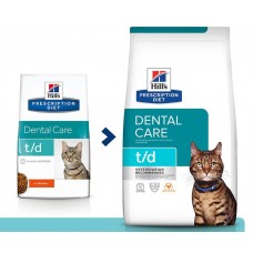Hill's Prescription Diet t/d Dental Care - сухой диетический корм для кошек при заболеваниях полости рта, с курицей 