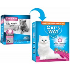 Cat's Way Baby Powder Premium - комкующийся бентонитовый наполнитель для кошачьего туалета с ароматом детской присыпки