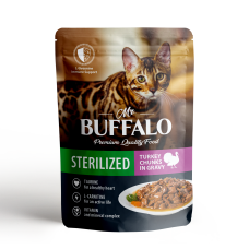 Mr.Buffalo Adult Sterilised Turkey - влажный корм для взрослых стерилизованных кошек, индейка в соусе, 85 г