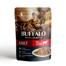 Mr.Buffalo Adult Beef - влажный корм для взрослых кошек, говядина в соусе, 85 г