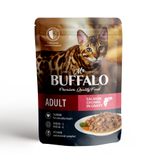 Mr.Buffalo Adult Hair & Skin Salmon - влажный корм для взрослых кошек с чувствительной кожей, лосось в соусе, 85 г