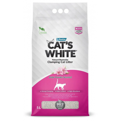 Cat's White Baby Powder - комкующийся бентонитовый наполнитель для кошачьего туалета, с ароматом детской присыпки