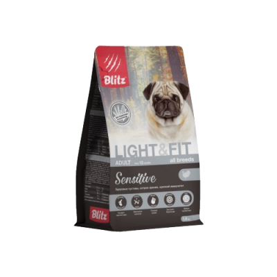 Blitz Sensitive Adult All Breeds Light & Fit - сухой корм для взрослых собак с лишним весом, индейка