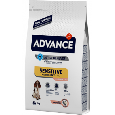 Advance Sensitive Adult Salmon Rice - сухой корм для взрослых собак с чувствительным пищеварением, лосось и рис