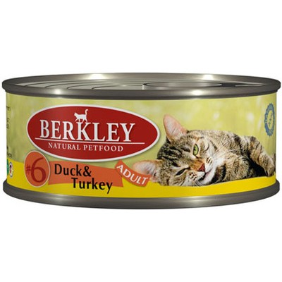 Berkley консервы для взрослых кошек с уткой и индейкой, 100 гр.