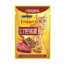 Friskies - влажный корм для взрослых кошек c говядиной и гречкой, 75 гр.
