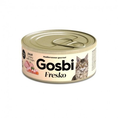 Gosbi Adult Turkey Ham консервы для взрослых кошек с индейкой и ветчиной 70 гр.