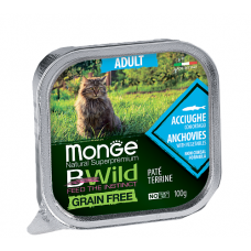 Monge BWILD Adult Anchovies - паучи для взрослых кошек с анчоусом и овощами, 100 гр.
