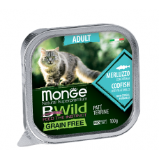 Monge BWILD Adult Merluzzo - влажный корм для взрослых кошек с треской и овощами, 100 гр.
