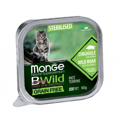 Monge BWILD Adult Sterilised Boar - консервы из мяса кабана с овощами для стерилизованных кошек, 100 гр.