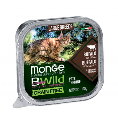 Monge BWILD Bufalo - влажный корм для котят и взрослых кошек, с буйволом и овощами, 100 гр.
