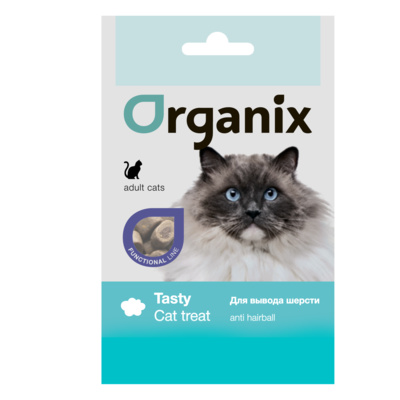 Organix лакомства подушечки для вывода шерсти у кошек, Anti Hairball, 50 гр.