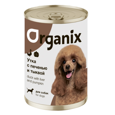 Organix - беззерновые консервы для собак Сочная утка с печенью и тыквой