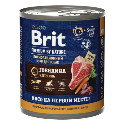 Brit Premium Beef & Liver - консервы для собак всех пород "Говядина и печень", 850 г (арт. 5051151)